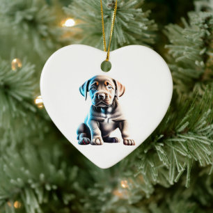 Ornamento De Cerâmica Filhote de Labrador Retriever Personalizado