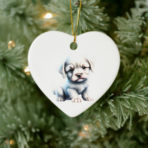 Ornamento De Cerâmica Filhote de Löwchen Personalizado