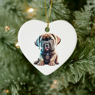 Ornamento De Cerâmica Filhote de Mastiff Personalizado