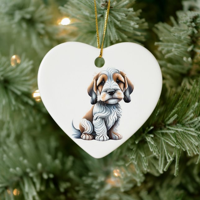 Ornamento De Cerâmica Filhote de Petit Basset Griffon Vendéen Personaliz (Árvore)