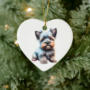 Ornamento De Cerâmica Filhote de Skye Terrier Personalizado