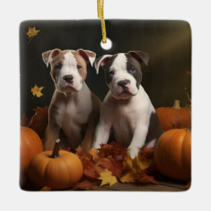 Ornamento De Cerâmica Filhote de Staffordshire Americano Autumn Delight