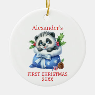 Ornamento De Cerâmica Filhote de Urso Panda Fofo Natal