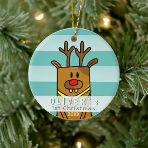 Ornamento De Cerâmica Filhote de Veado Fofo Primeiro Natal