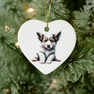 Ornamento De Cerâmica Filhote Personalizado de Border Collie