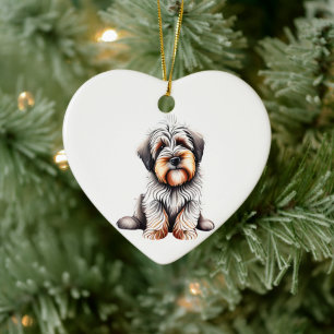 Ornamento De Cerâmica Filhote Personalizado de Briard