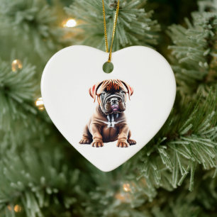 Ornamento De Cerâmica Filhote Personalizado de Dogue de Bordeaux