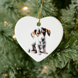 Ornamento De Cerâmica Filhote Personalizado de Fox Terrier de Pelo Liso