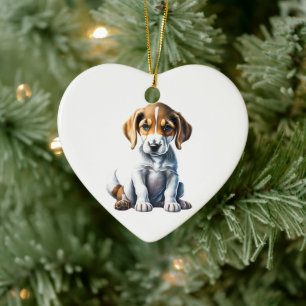 Ornamento De Cerâmica Filhote Personalizado de Foxhound Americano