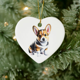 Ornamento De Cerâmica Filhote Personalizado de Pembroke Welsh Corgi