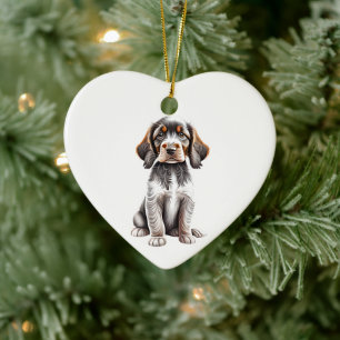 Ornamento De Cerâmica Filhote Personalizado de Pointer Alemão de Pelo Lo