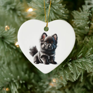 Ornamento De Cerâmica Filhote Personalizado de Spitz Alemão