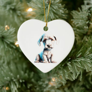 Ornamento De Cerâmica Filhote Personalizado de Terrier Bedlington