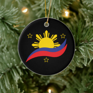 Ornamento De Cerâmica Filipinas Filipino Pinoy Bandeira