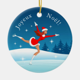 Ornamento De Cerâmica Fille de patinage artistique joyeux Noël Ornament