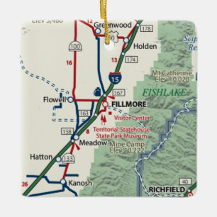 Ornamento De Cerâmica Fillmore Utah Map