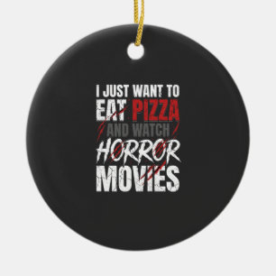 Ornamento De Cerâmica Filmes de Terror de Pizza Design de Halloween_1