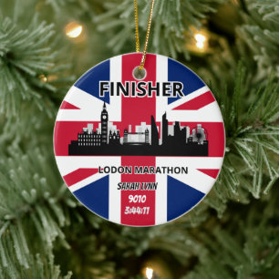 Ornamento De Cerâmica Finalizador da Maratona de Londres Executando o Gi