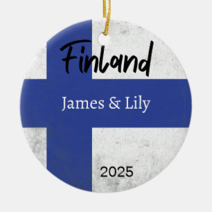 Ornamento De Cerâmica Finlândia Flag Ornament, Personalizado Finlândia
