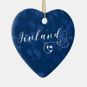 Ornamento De Cerâmica Finlândia Heart, Christmas Tree Ornament, Finland