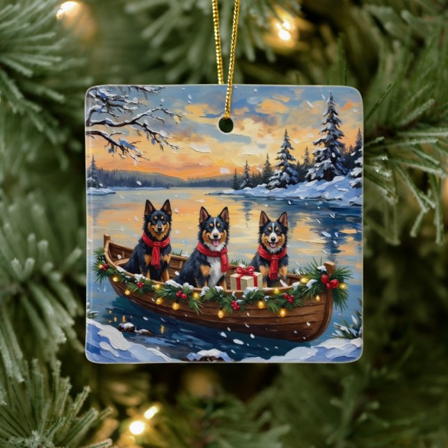 Ornamento De Cerâmica Finnish Lapphund Christmas Boat Holiday (Árvore)