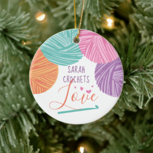 Ornamento De Cerâmica Fios de anzóis crochais amam cera de Natal person