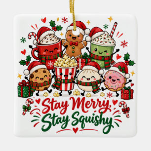 Ornamento De Cerâmica Fique Alegre Fique Macio Chocolate Quente de Natal