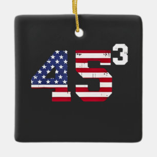 Ornamento De Cerâmica Fique com 45 Pro Trump USA Flag 4 de 4 de julho