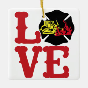 Ornamento De Cerâmica FIRE LOVE with Dozer and Flames [FL15]