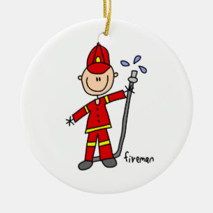 Ornamento De Cerâmica Fireman Stick
