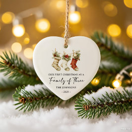 Ornamento De Cerâmica First Christmas as a Family of Three
