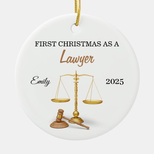 Ornamento De Cerâmica First Christmas as a Lawyer Ornament, New attorney (Frente)