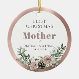 Ornamento De Cerâmica First Christmas as Mother Photo Keepsake