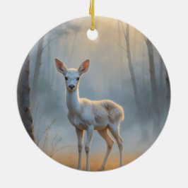 Ornamento De Cerâmica First Light Kin White Stag Glass Ornament