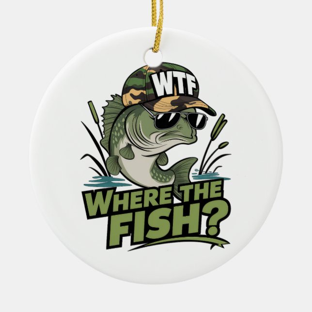 Ornamento De Cerâmica Fisher Presente Onde O Peixe (Frente)