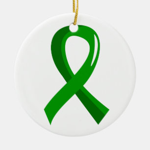 Ornamento De Cerâmica Fita 3 do verde da doação de órgão