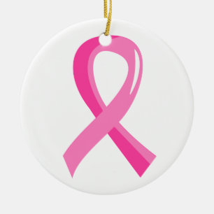 Ornamento De Cerâmica Fita cor-de-rosa 3 do cancro da mama