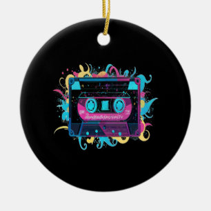 Ornamento De Cerâmica Fita de cassete de Neon Retroativa com abertura vi