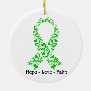 Ornamento De Cerâmica Fita de Consciência Verde Esperança