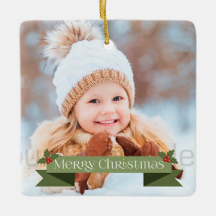 Ornamento De Cerâmica Fita de Natal Verde