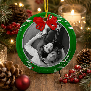 Ornamento De Cerâmica Fita de Natal Verde Vermelho Azevinho 1º Foto de N