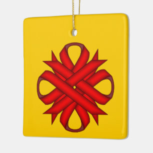 Ornamento De Cerâmica Fita de Trevo Vermelho por Kenneth Yoncich