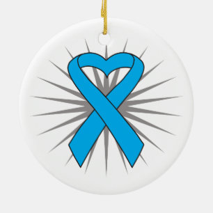 Ornamento De Cerâmica Fita do Coração do Cancer da próstata