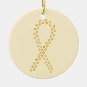 Ornamento De Cerâmica Fita Dourado de Pawprint