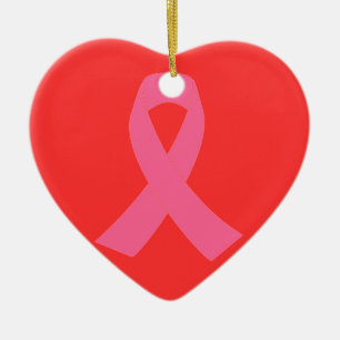 Ornamento De Cerâmica Fita Rosa - Consciência do Cancer da Mama