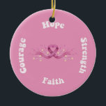 Ornamento De Cerâmica Fita rosa Mulheres Canceres Sensibilização Cancer<br><div class="desc">Fita rosa Mulheres Canceres Sensibilização Cancer da Mama</div>