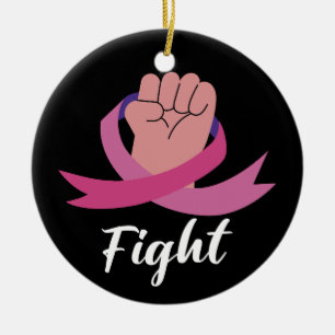 Ornamento De Cerâmica Fita rosa Mulheres Canceres Sensibilização Cancer 
