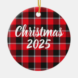 Ornamento De Cerâmica Fita Vermelha e Xadrez de Metal Pesado