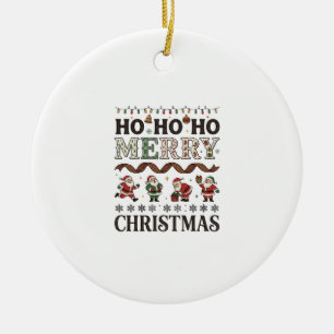 Ornamento De Cerâmica Fita Xadrez do Papai Noel Ho Feliz Natal