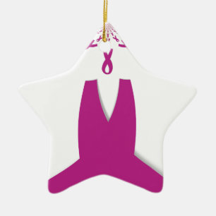 Ornamento De Cerâmica Fitas cor-de-rosa Sensibilização do Cancer de Arte